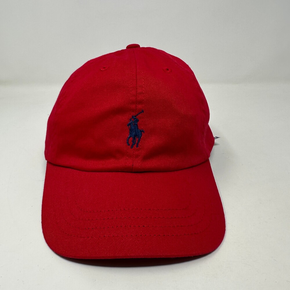 Polo Ralph Lauren Hat Kids Adjustable Red Cotton Signature Pony Cap